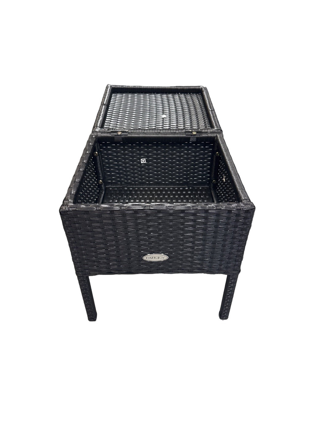 Costway 2PC Outdoor Patio Rattan Furniture Set Storage Coffee Table Cushioned Sofa White