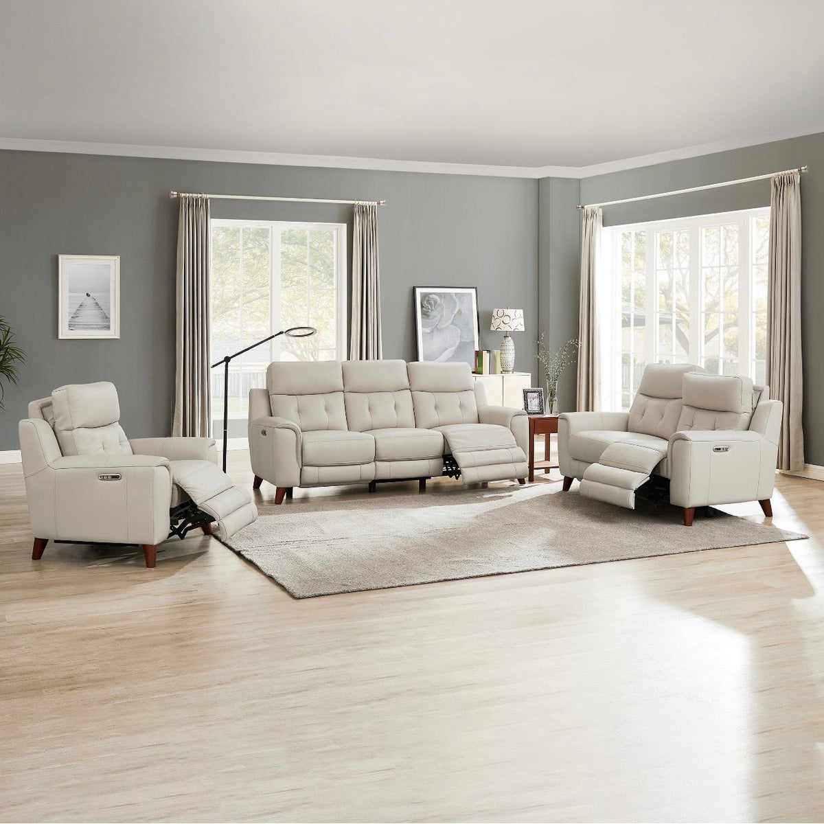 Malibu 3-piece Leather Power Reclining Set With Power Headrests - Sofa, Loveseat, Recliner