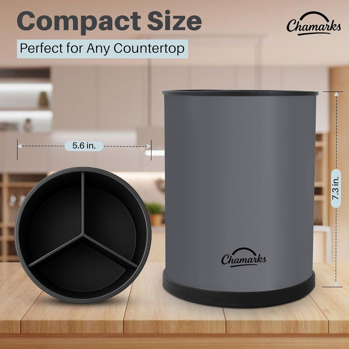 CHAMARKS Stainless Steel Kitchen Utensil Holder - Gray