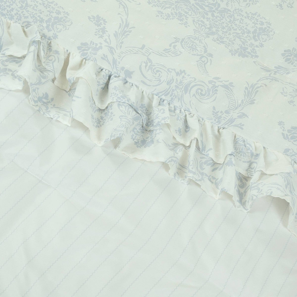 Twin Ruffle Comforter Set Blue Floral