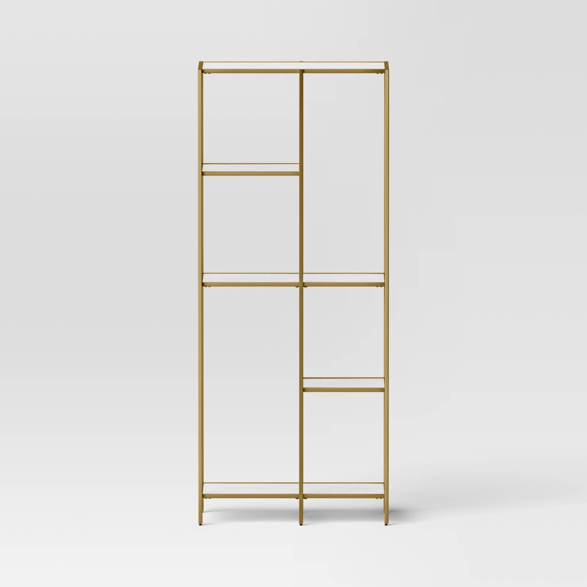 72" 3 Shelves Faux Marble and Metal Book Rack Gold - Threshold: Contemporary Display Storage