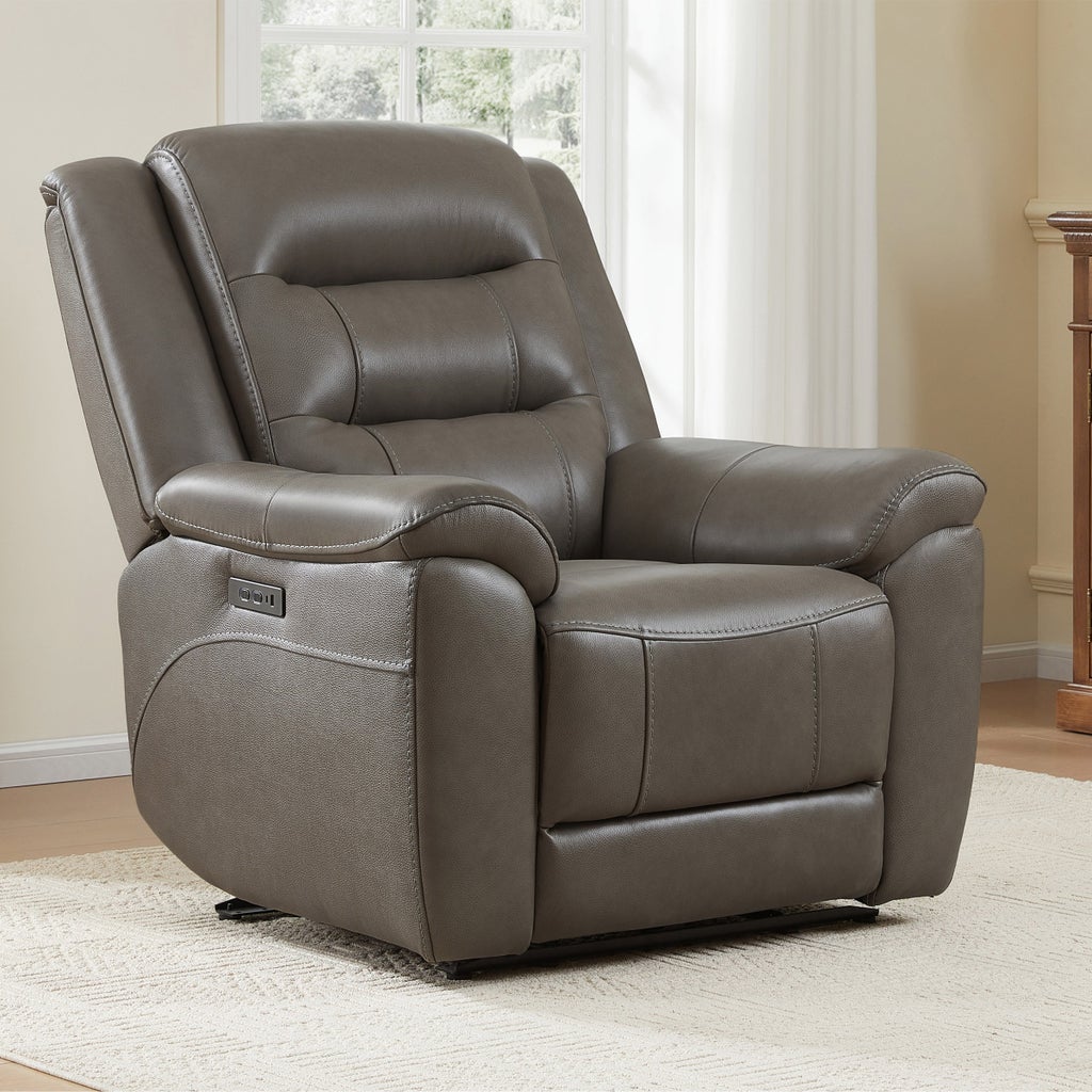 Gilman Creek Furniture Mason Leather Power Recliner with Power Headrest - Taupe