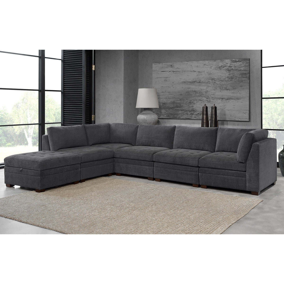 Tisdale 6-Piece Fabric Sectional - Gray