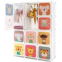 12 Cube Kids Wardrobe Closet with Hanging Section and Doors