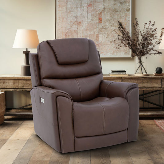 MotoMotion Weslin Leather Zero Gravity Power Recliner with Power Headrest - Brown
