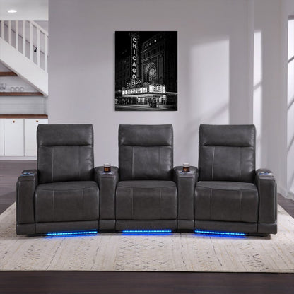 Issac Leather Power Reclining Home Theater Seating - image 1