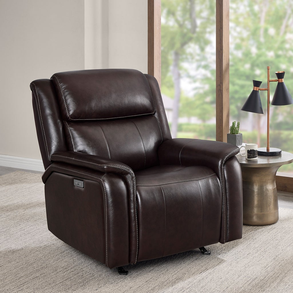 BarcaLounger Bryson Leather Power Recliner - Brown