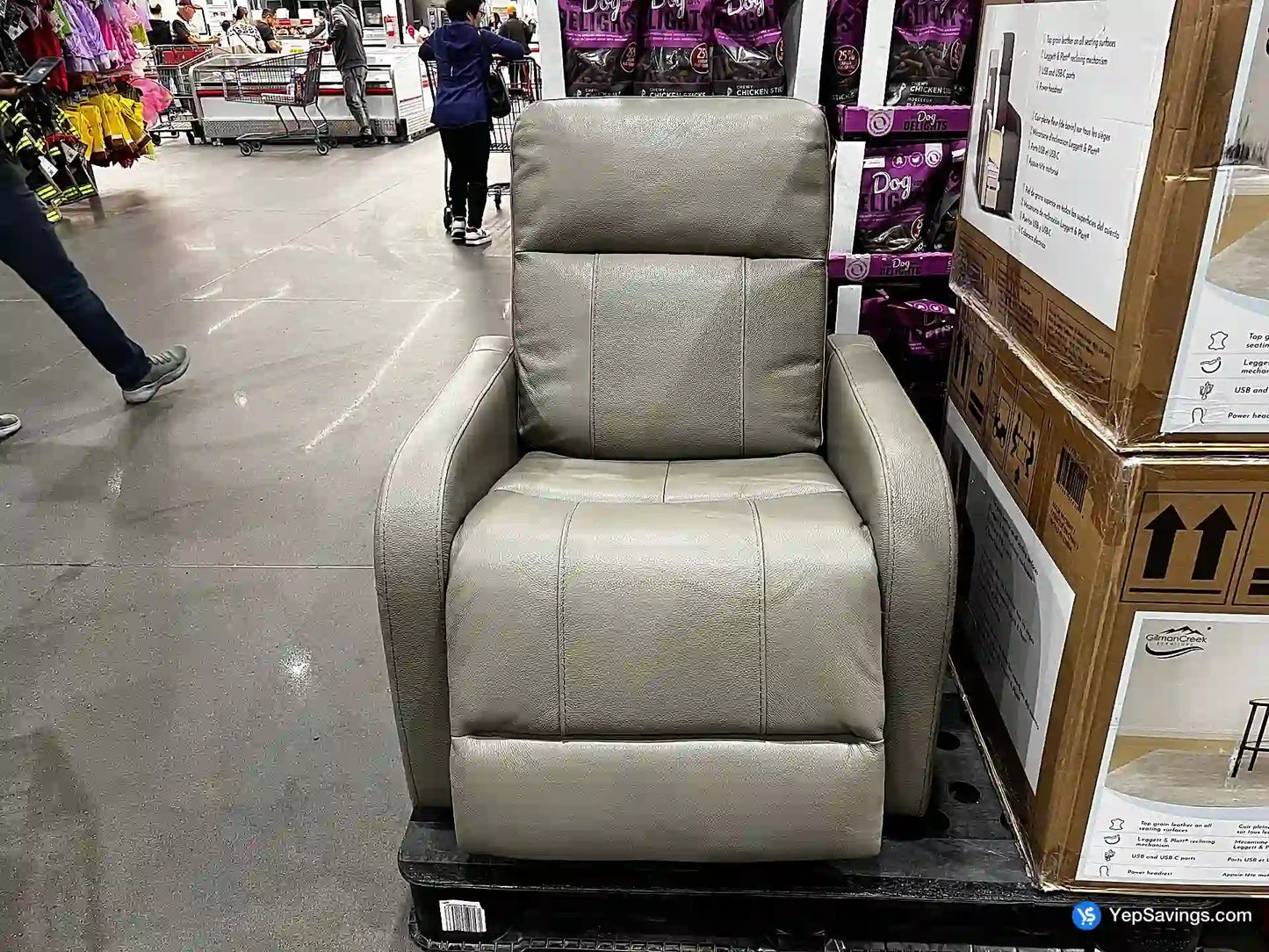 Gilman Creek Furniture Mason Leather Power Recliner with Power Headrest - Taupe