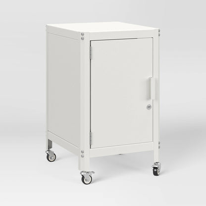 Metal Rolling Dorm Locker Storage Cabinet with Lock Chalk White - Room Essentials