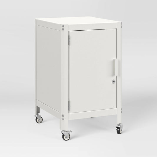 Metal Rolling Dorm Locker Storage Cabinet with Lock Chalk White - Room Essentials