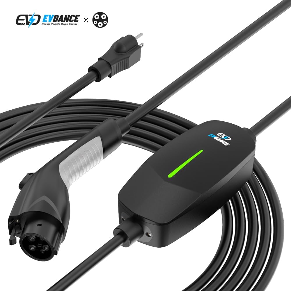 SubSun Level 1 Level2 EV Charger 16 Amp 110-240 V,17 ft Cable, Portable Electric Vehicle Charger with NEMA5-15P & 6-20 Plug Compatible for SEA J1772 EV Cars for Home and Outdoor (Black)