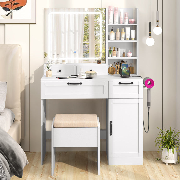 Vanity Set with Mirror and 3 Lighting Modes and Adjustable Brightness