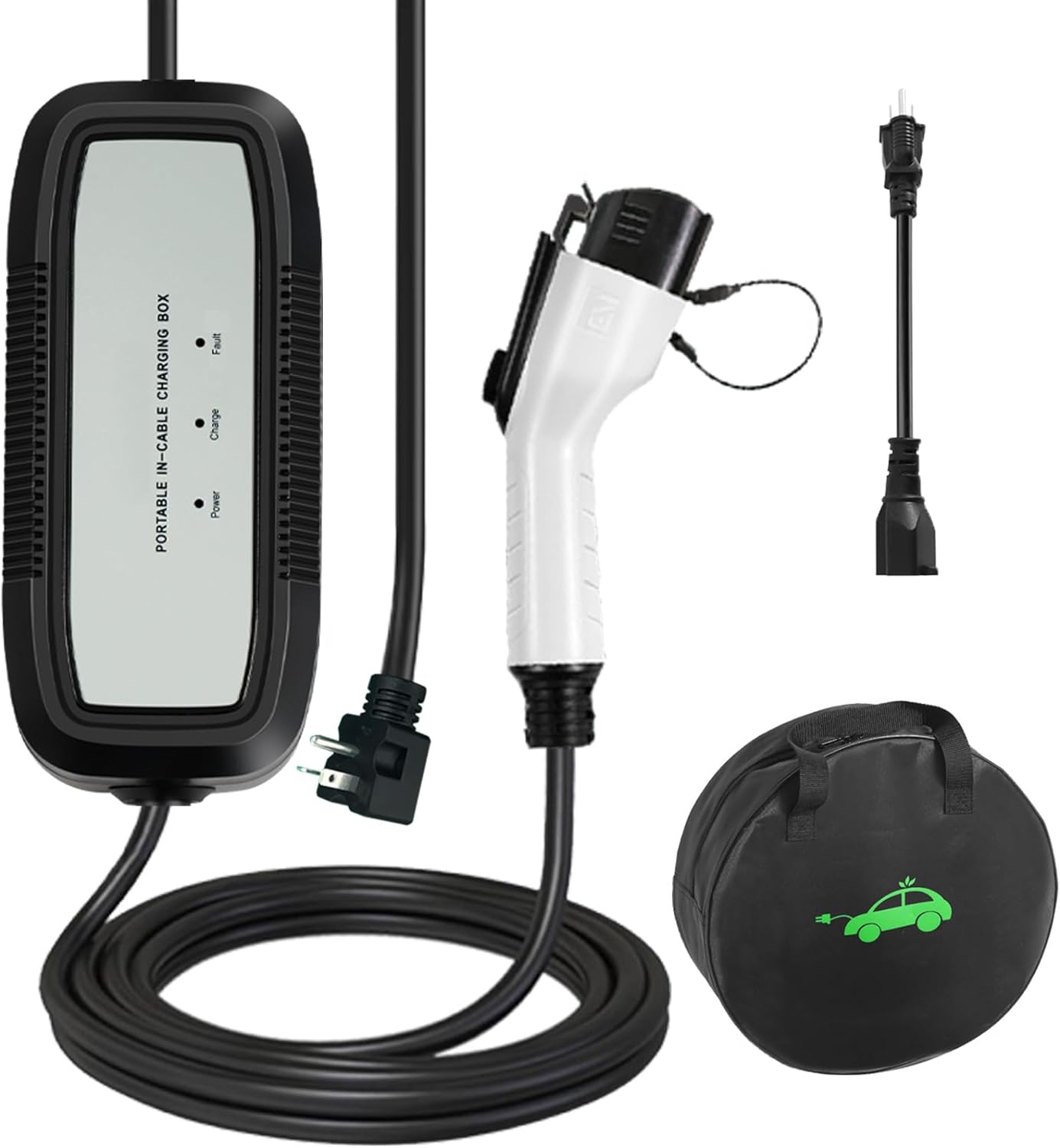SubSun Level 1 Level2 EV Charger 16 Amp 110-240 V,17 ft Cable, Portable Electric Vehicle Charger with NEMA5-15P & 6-20 Plug Compatible for SEA J1772 EV Cars for Home and Outdoor (Black)