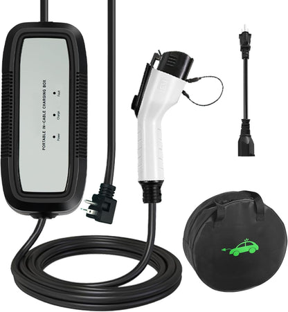 SubSun Level 1 Level2 EV Charger 16 Amp 110-240 V,17 ft Cable, Portable Electric Vehicle Charger with NEMA5-15P & 6-20 Plug Compatible for SEA J1772 EV Cars for Home and Outdoor (Black)