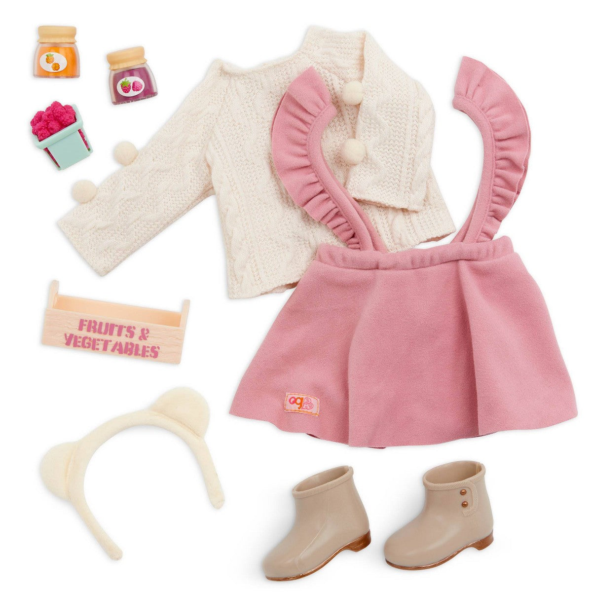 Our Generation Sweet as Jam Pink Jumper Skirt Outfit & Play Food Set for 18" Dolls