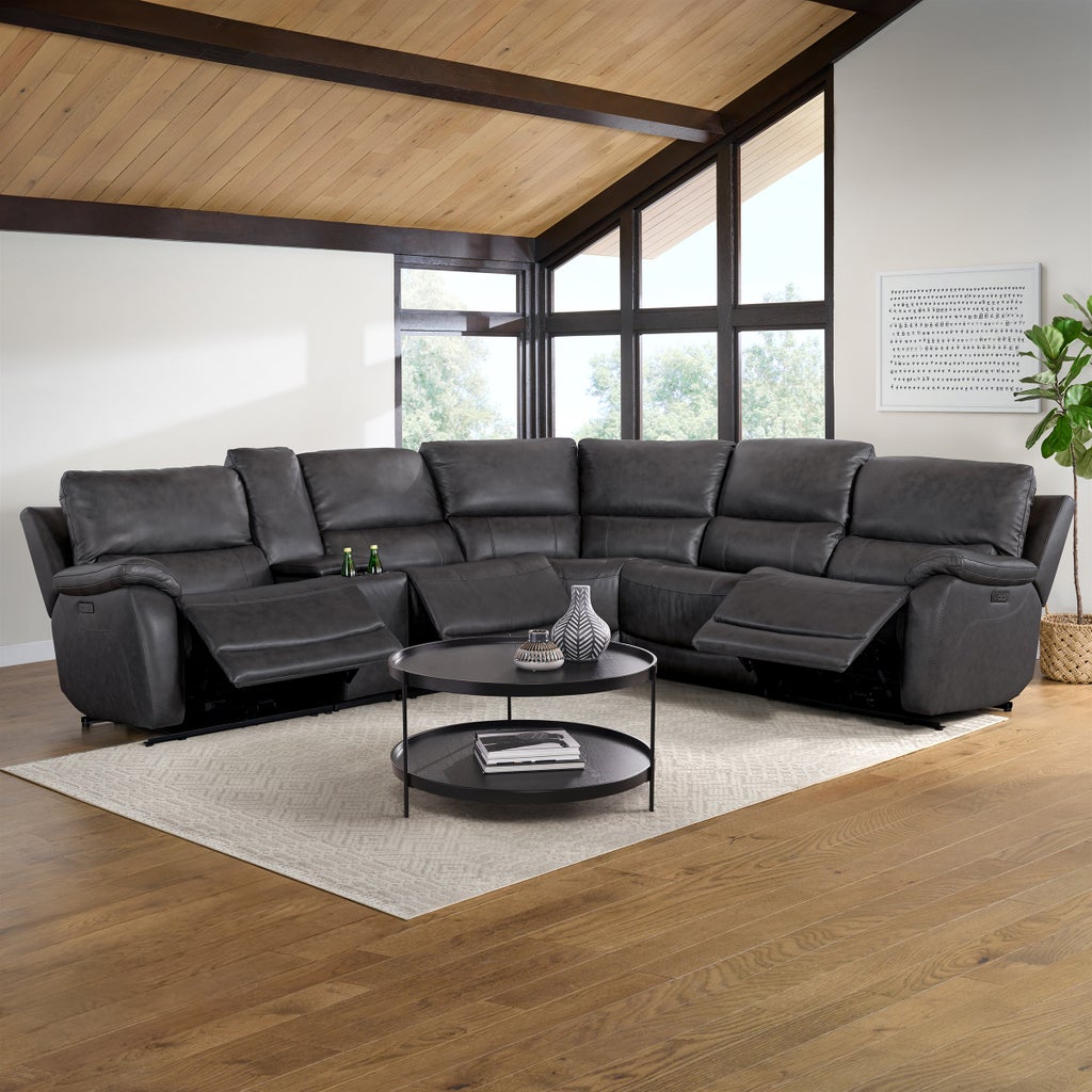 Wylder Leather Reclining Sectional view 1