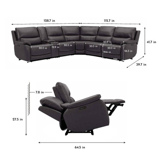 Wylder Leather Reclining Sectional view 2
