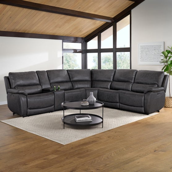 Wylder Leather Reclining Sectional view 3