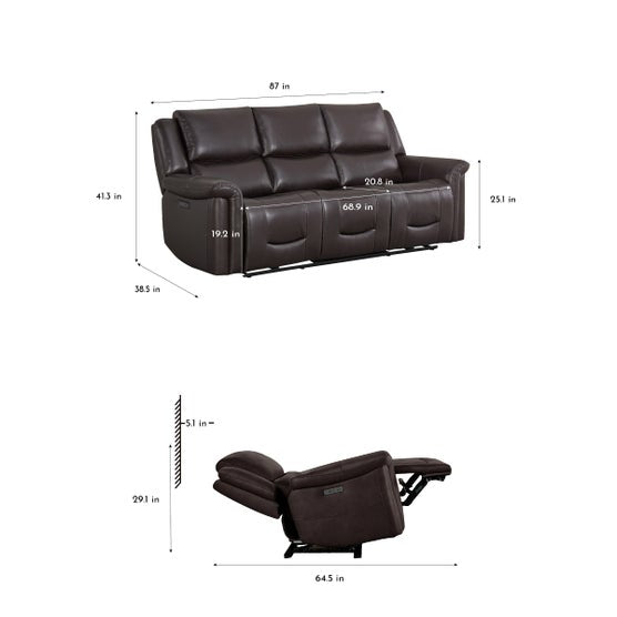 Alba Leather Power Sofa