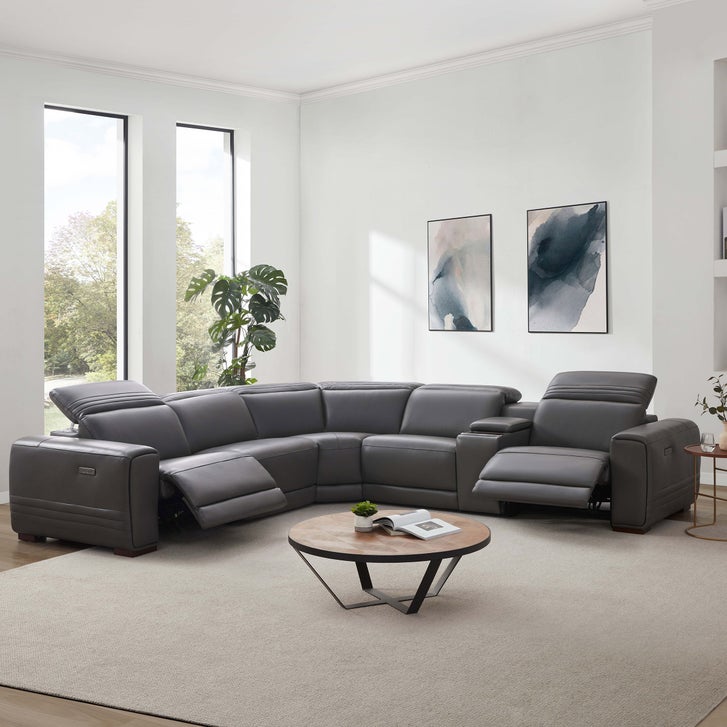 Karson Leather Power Reclining Sectional with Power Headrests - image 1