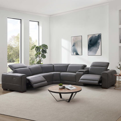Karson Leather Power Reclining Sectional with Power Headrests - image 1