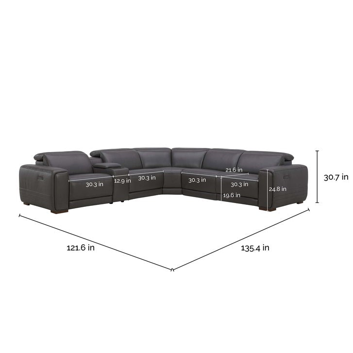 Karson Leather Power Reclining Sectional with Power Headrests - image 2