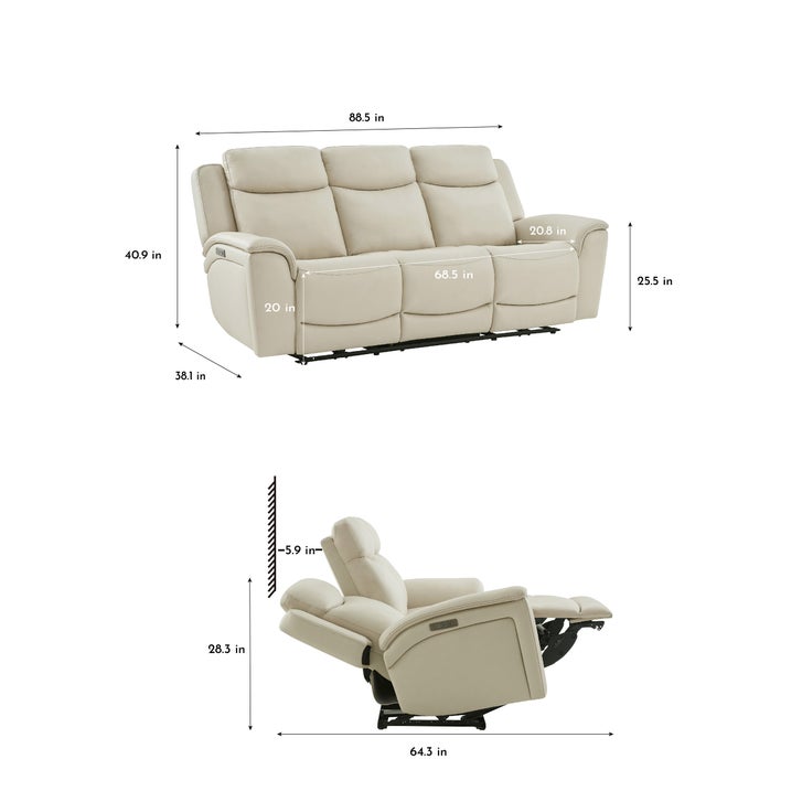 Sanders Leather Power Reclining Sofa with Power Headrests - image 2