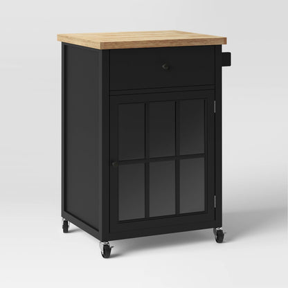 Windham Wood Top Kitchen Cart - Black - Threshold