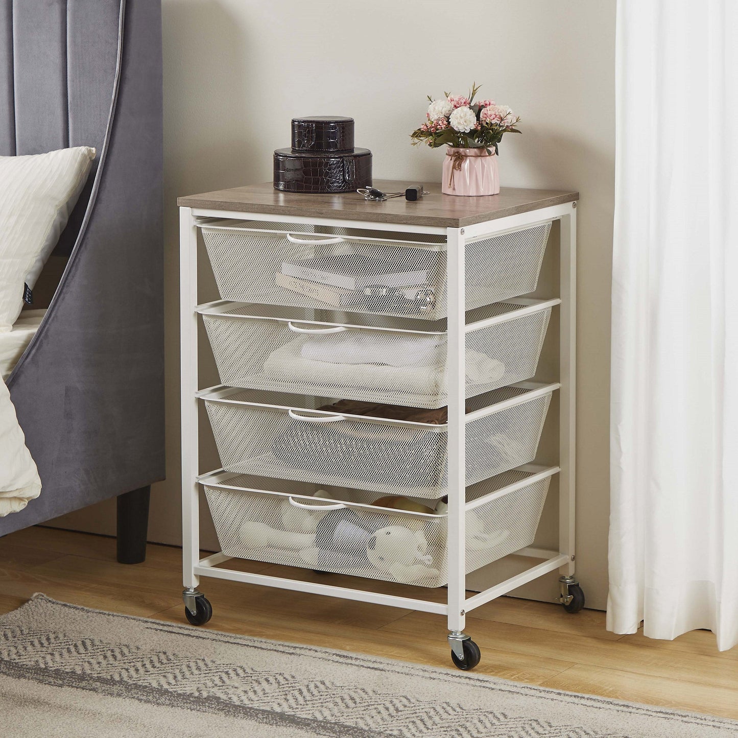4-Drawer Mesh Rolling Cart