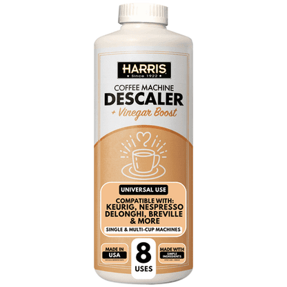 HARRIS Coffee Machine Descaler Descaling Solution - 32 Fl. Oz. (8 Uses) Compatible with Keurig Nespresso Breville Delonghi  Jura Ninja - Espresso Coffee Maker Cleaner  Limescale Remover