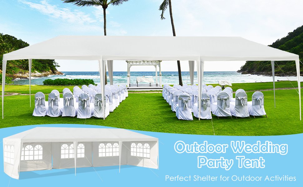 Costway 30 x 10 Foot Wedding Party 5-Wall Canopy Tent