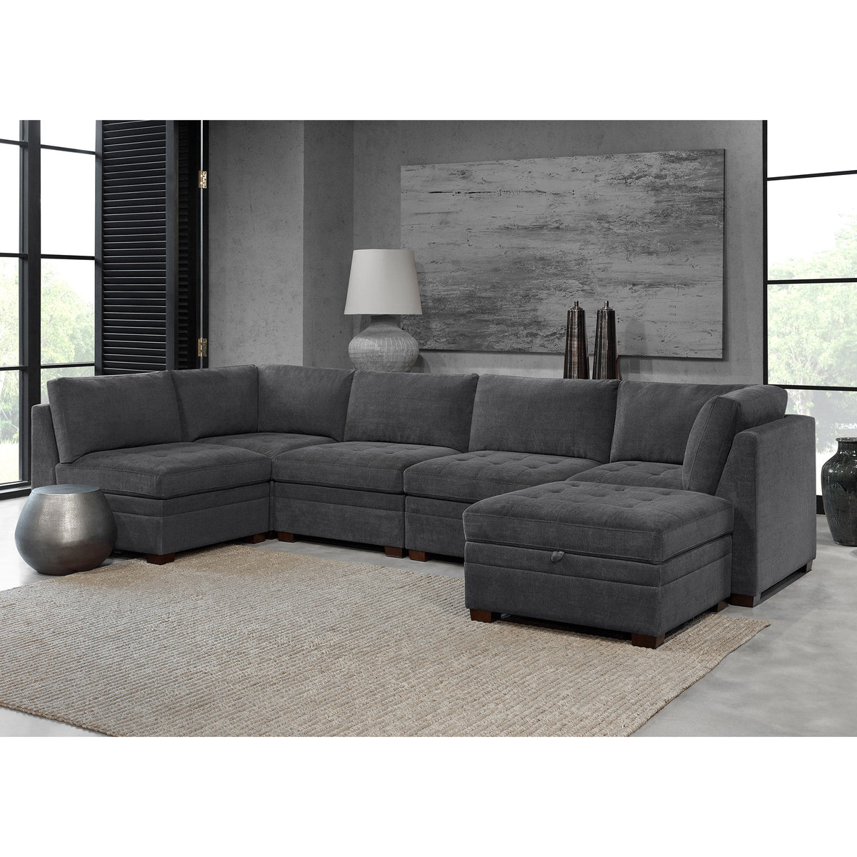 Tisdale 6-Piece Fabric Sectional - Gray