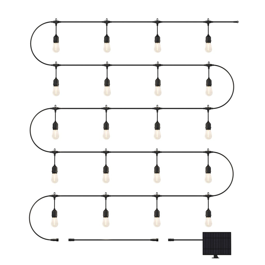 Artika Eclipse Solar String Lights 42 ft Outdoor  20 LED S14 Bulbs with Remote  Waterproof Patio Lights with 10 ft Extension Cable