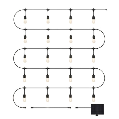 Artika Eclipse Solar String Lights 42 ft Outdoor  20 LED S14 Bulbs with Remote  Waterproof Patio Lights with 10 ft Extension Cable