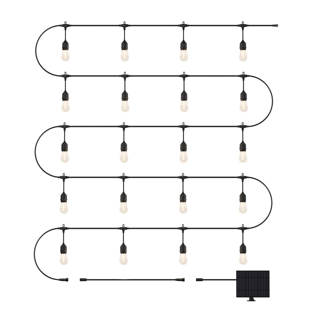 Artika Eclipse Solar String Lights 42 ft Outdoor  20 LED S14 Bulbs with Remote  Waterproof Patio Lights with 10 ft Extension Cable