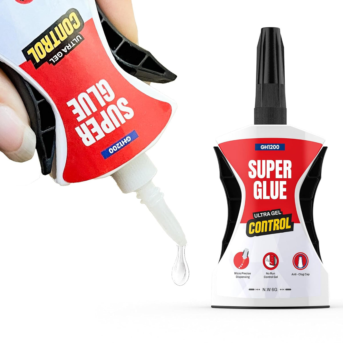Micro Precise Super Glue Gel 6g Ultimate Micro-Dispensing for No-Mess Repairs, Non-Drip Ca Glue, Superglue Gel Multipack Bonds in Seconds