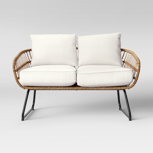 Steel Southport Rust Resistant Outdoor Patio Loveseat Linen - Threshold