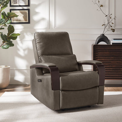 Gilman Creek Furniture Shayne Leather Power Recliner with Power Headrest - Taupe