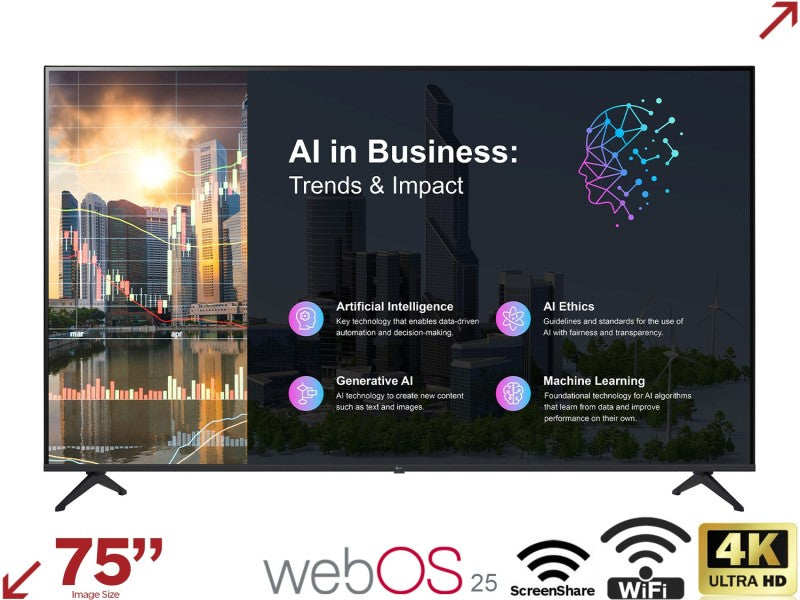 LG 75" tv commercial display