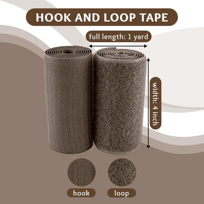 Lakesstory 4 in Wide Sew-On Hook and Loop Tape, 1 Yard, Brown