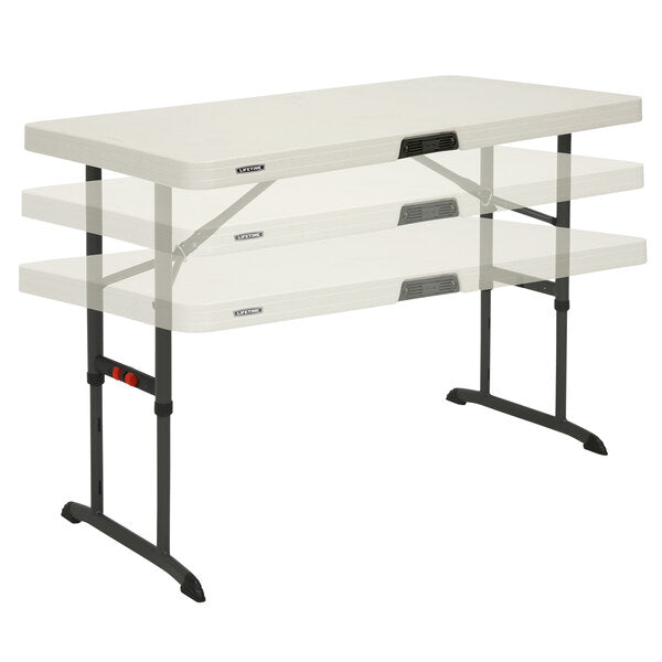 Lifetime Adjustable Height Table, 48"W x 24"D x 24-34"H, Almond 2 pack