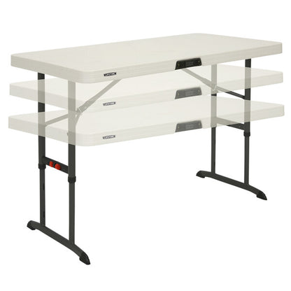 Lifetime Adjustable Height Table, 48"W x 24"D x 24-34"H, Almond 2 pack