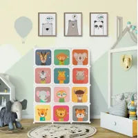 12 Cube Kids Wardrobe Closet with Hanging Section and Doors