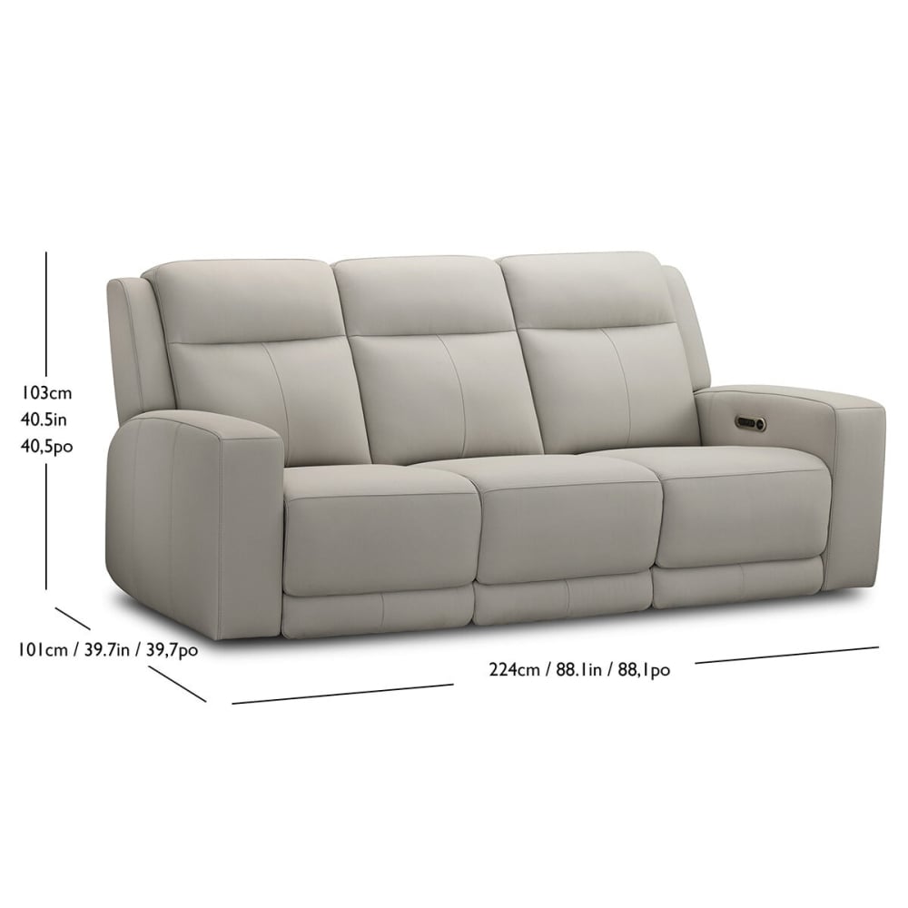 Simon Li Aleena Leather Power Reclining Sofa with Power Headrest - Dark Brown
