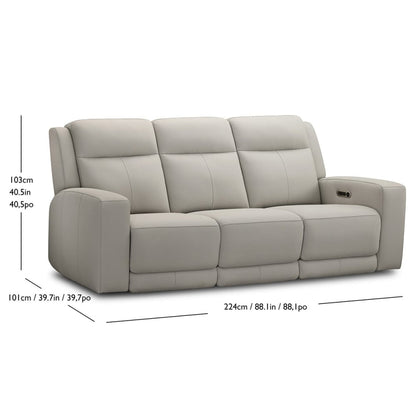 Simon Li Aleena Leather Power Reclining Sofa with Power Headrest - Dark Brown