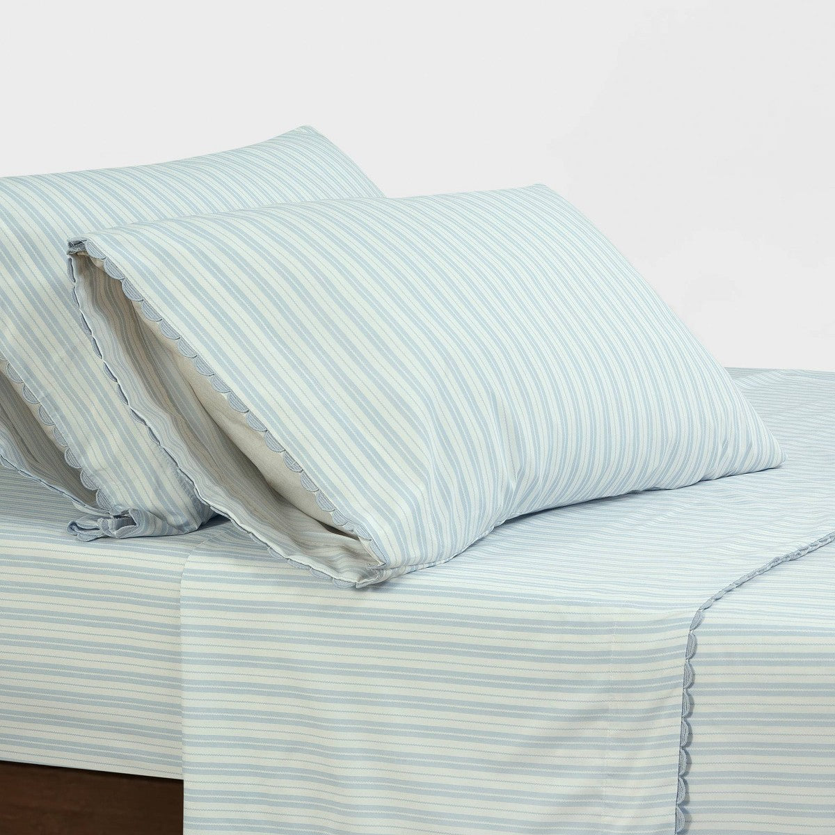 Full Microfiber Sheet Set Blue Stripe