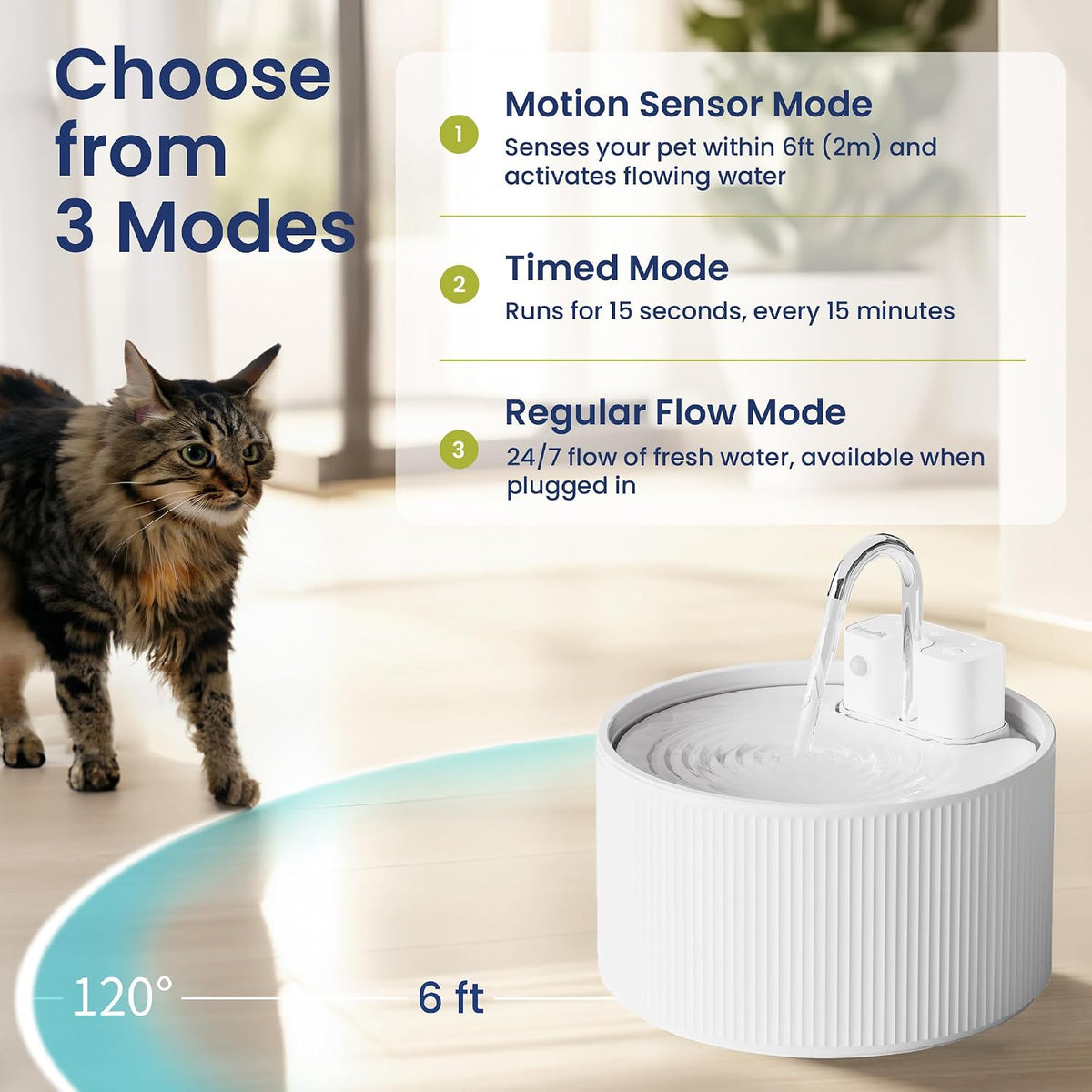 Paws Pik Ceramic Pet Water Fountain, White