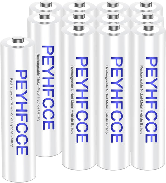 PEYHFCCE AAA Rechargeable Batteries 600mAh NiMH, 12 Pack