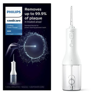 PHILIPS Sonicare Cordless Power Dental Water Flosser  Rechargeable Oral Irrigator with 3 Modes  360° Nozzle  Portable  White