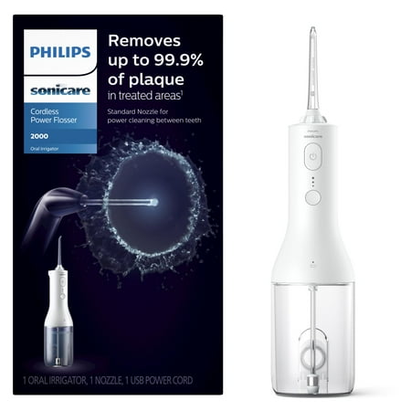 PHILIPS Sonicare Cordless Power Dental Water Flosser  Rechargeable Oral Irrigator with 3 Modes  360° Nozzle  Portable  White